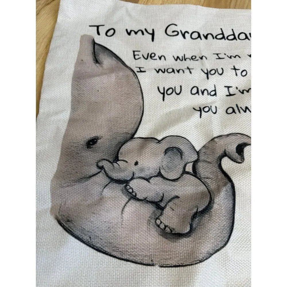 Granddaughter Quote Throw Pillowcase with Elephant Design